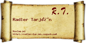 Radler Tarján névjegykártya